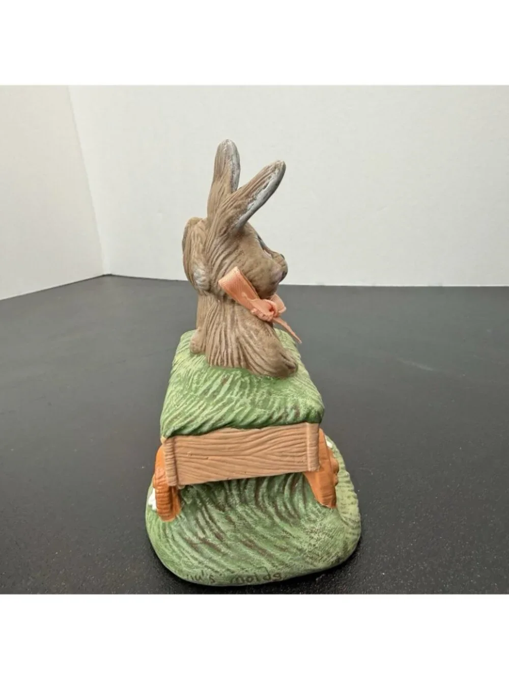 Vintage Cottontail Easter Bunnies In Cart Hand Painted Ceramic 5” Cottage